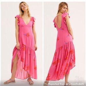 Free People waterfall maxi asymmetrical dress